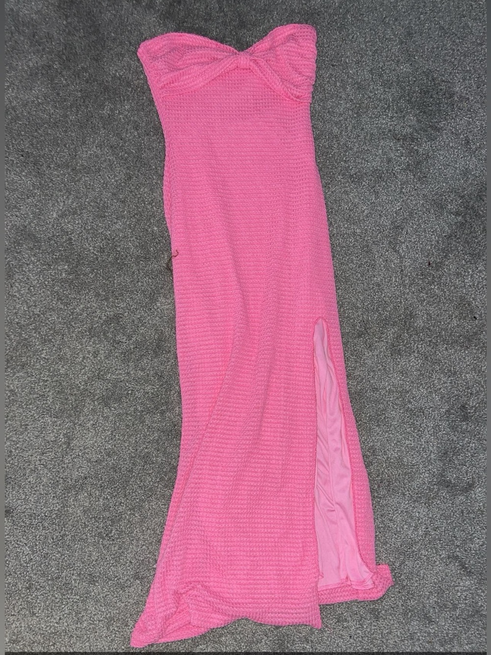 SHEIN Pink Strapless Maxi Skirt with Side Slit